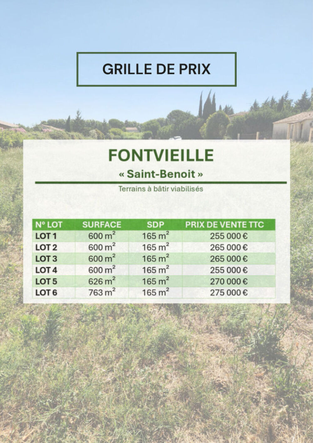 Vente Terrain Terrains. FONTVIEILLE Fontvieille