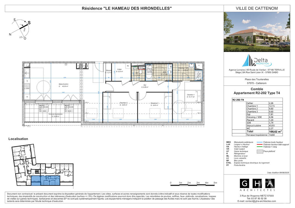T4 au dernier étage avec sa terrasse de 14.68m² + 2 parkings extérieurs