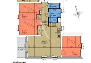  Appartement à vendre 4 pièces 69 m²
