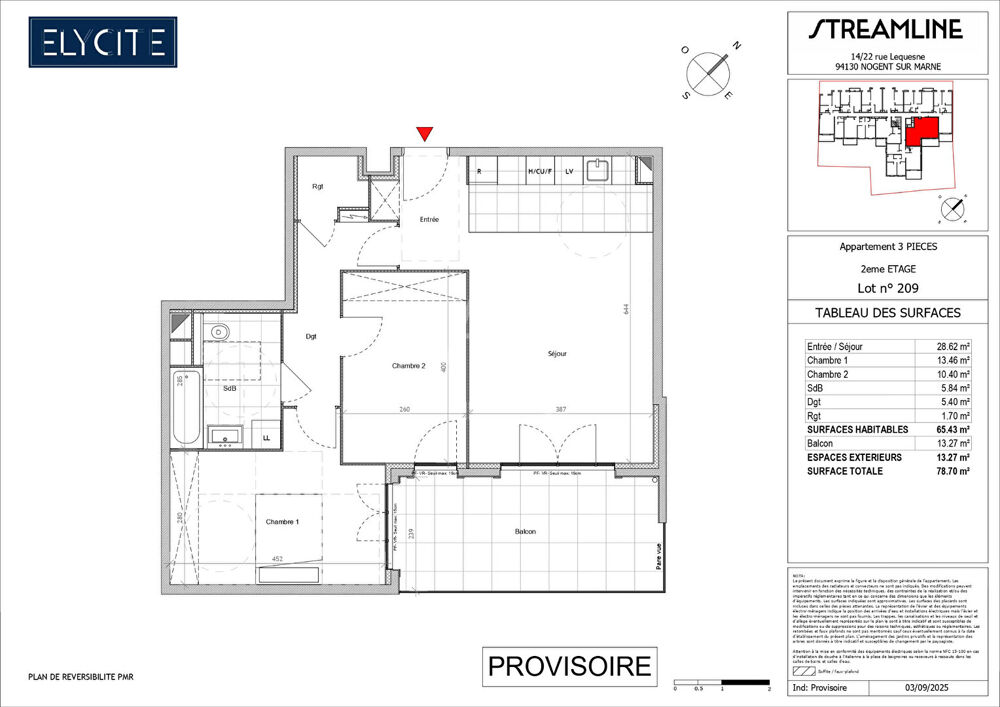 Appartement 3 pièce(s) 65.41 m2