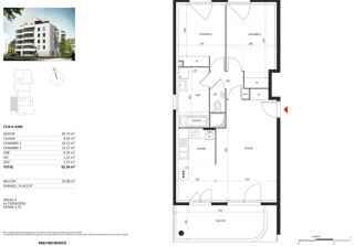  Appartement à louer 3 pièces 63 m²