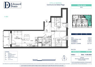  Appartement  vendre 3 pices 54 m