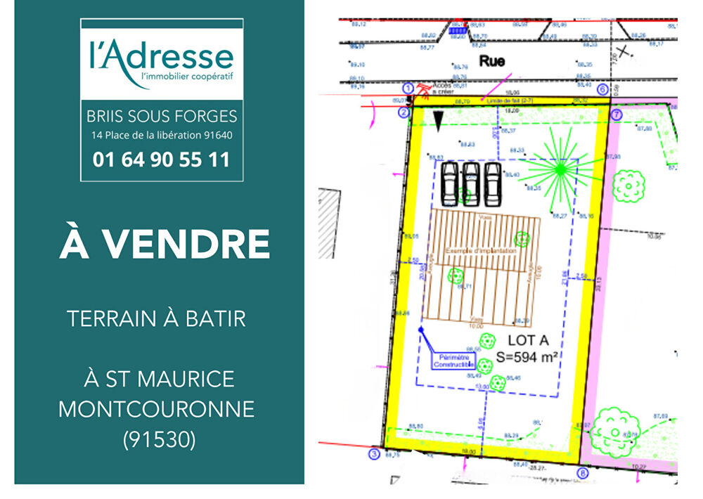 Vente Terrain Terrain à bâtir à Saint Maurice Montcouronne 594 m2 Saint maurice montcouronne