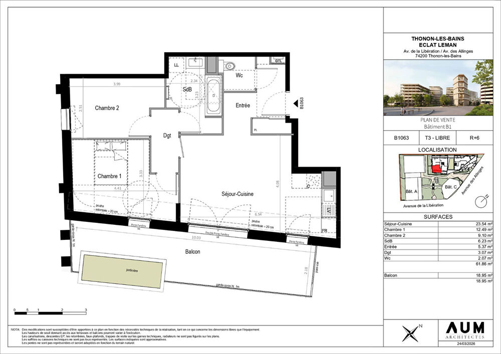 THONON LES BAINS - Appartement T3 - 61.86m²