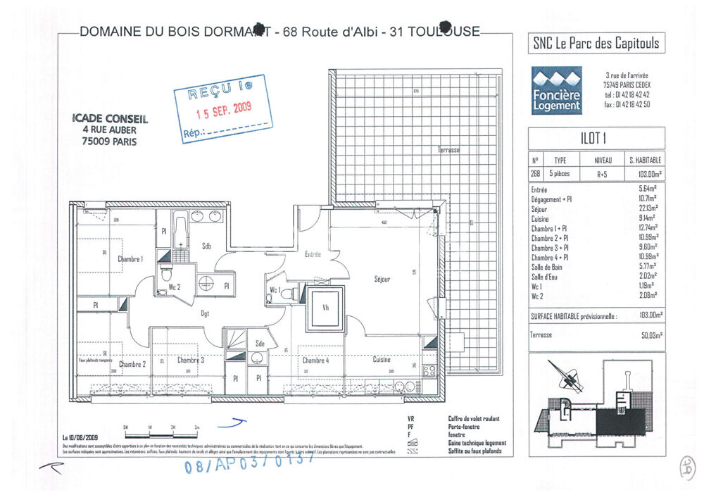 Location Appartement Toulouse 31200 Croix daurade Beau T5 Récent de 103m² Terrasse de 50.03m² deux places de parking Toulouse