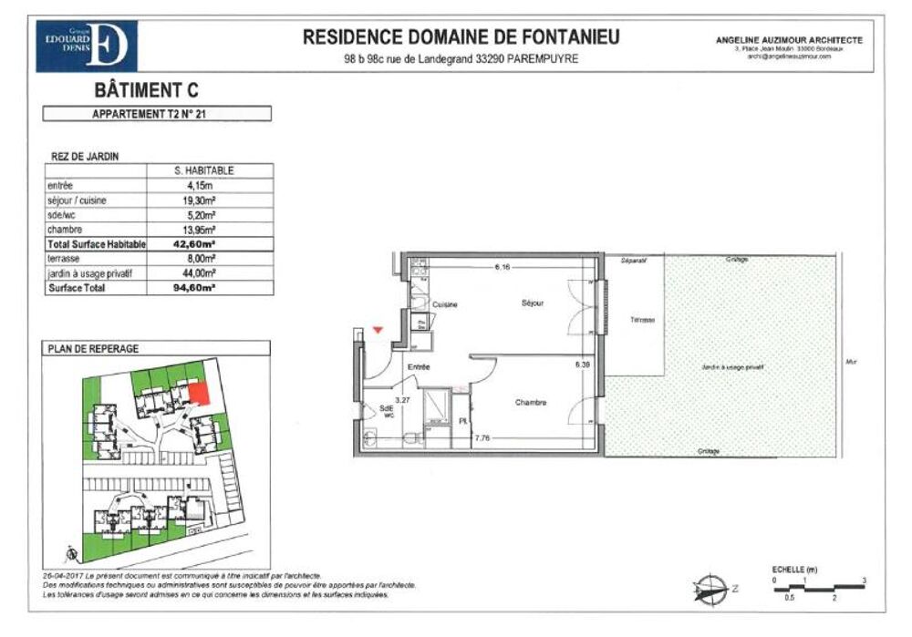 BOIS D'ARRIEU - DOMAINE DE FONTANIEU - C21 - T2 de 42.60 m²