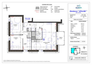  Appartement  vendre 3 pices 71 m