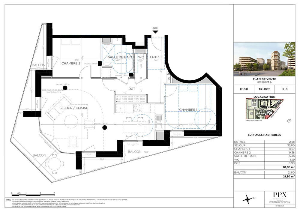 THONON LES BAINS - Appartement T3 - 70.98m²