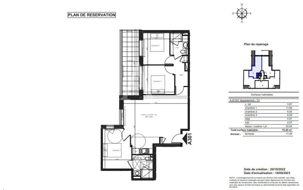 Vente Appartement LAVAL plein centre ville Appartement  T4  neuf  75.45m  terrasse + parking Laval