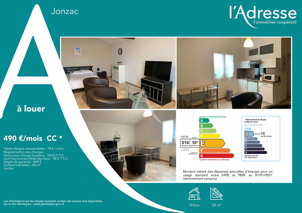 Grand Studio VIDE Jonzac Centre Ville