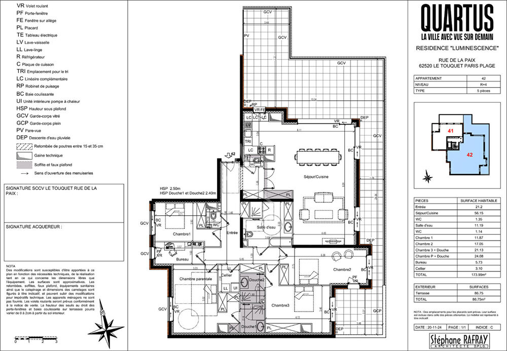 Appartement Le Touquet Paris Plage 5 pièces 173.99 m² + terrasse 82,76 m²