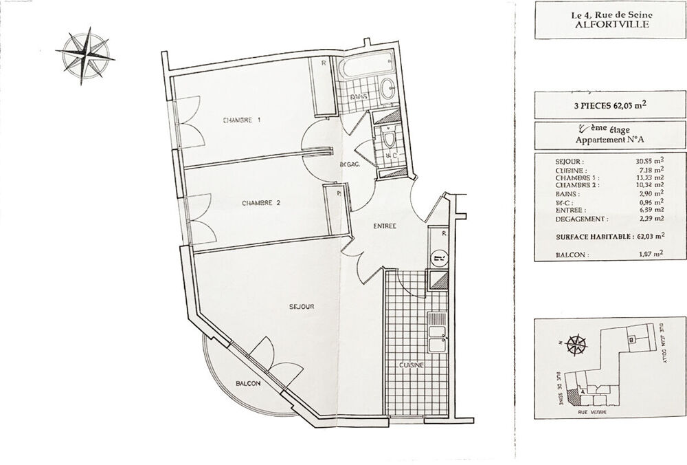 Vente Appartement Appartement centre Alfortville 3 pièce(s) 62.23 m2 refait à neuf DPE C Alfortville