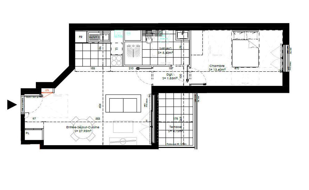 Appartement 2 pièces 50m2 VEFA Avenue Gabriel Péri