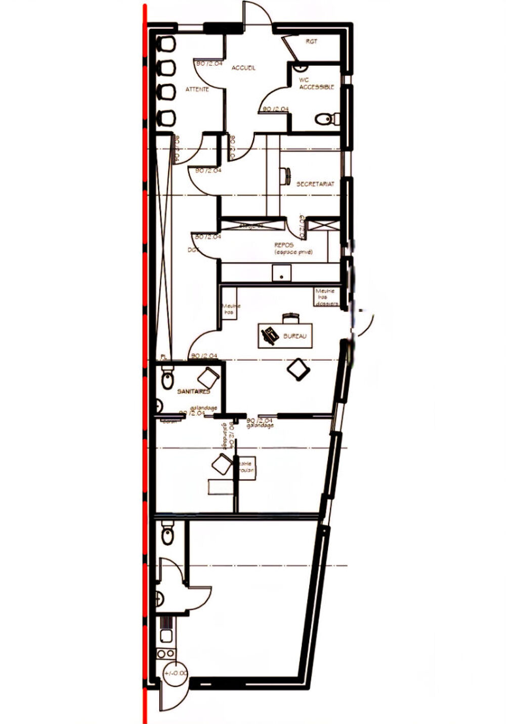   Local professionnel 100 m²  + parking privé emplacement exceptionnel. Libourne