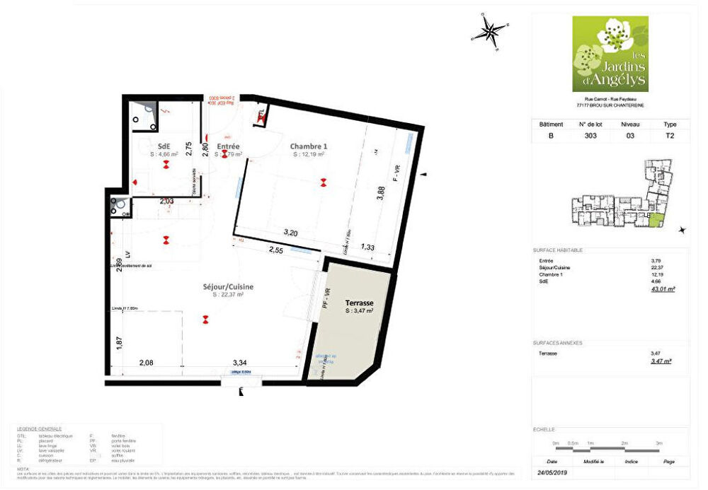 Appartement Brou Sur Chantereine 2 pièce(s) 43.01 m2