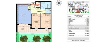  Appartement  vendre 3 pices 61 m