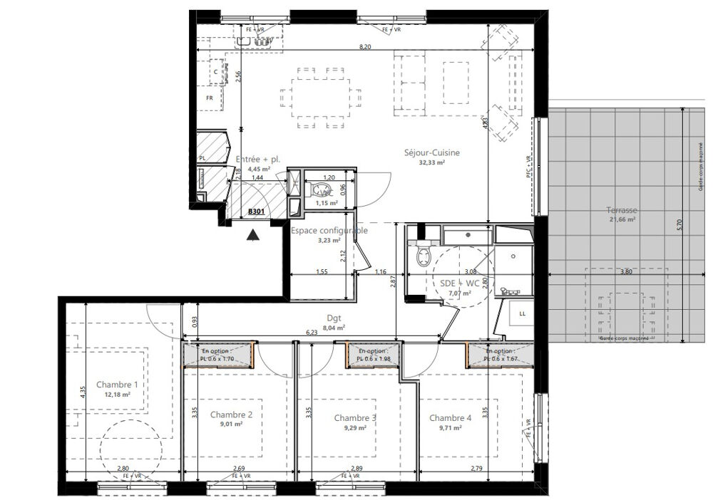 Vente Appartement Appartement 5 pièces Terrasse Vaulx en velin