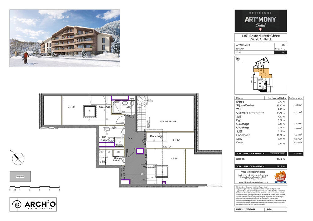 Nouveauté - CHATEL - Appartement standing T3 duplex