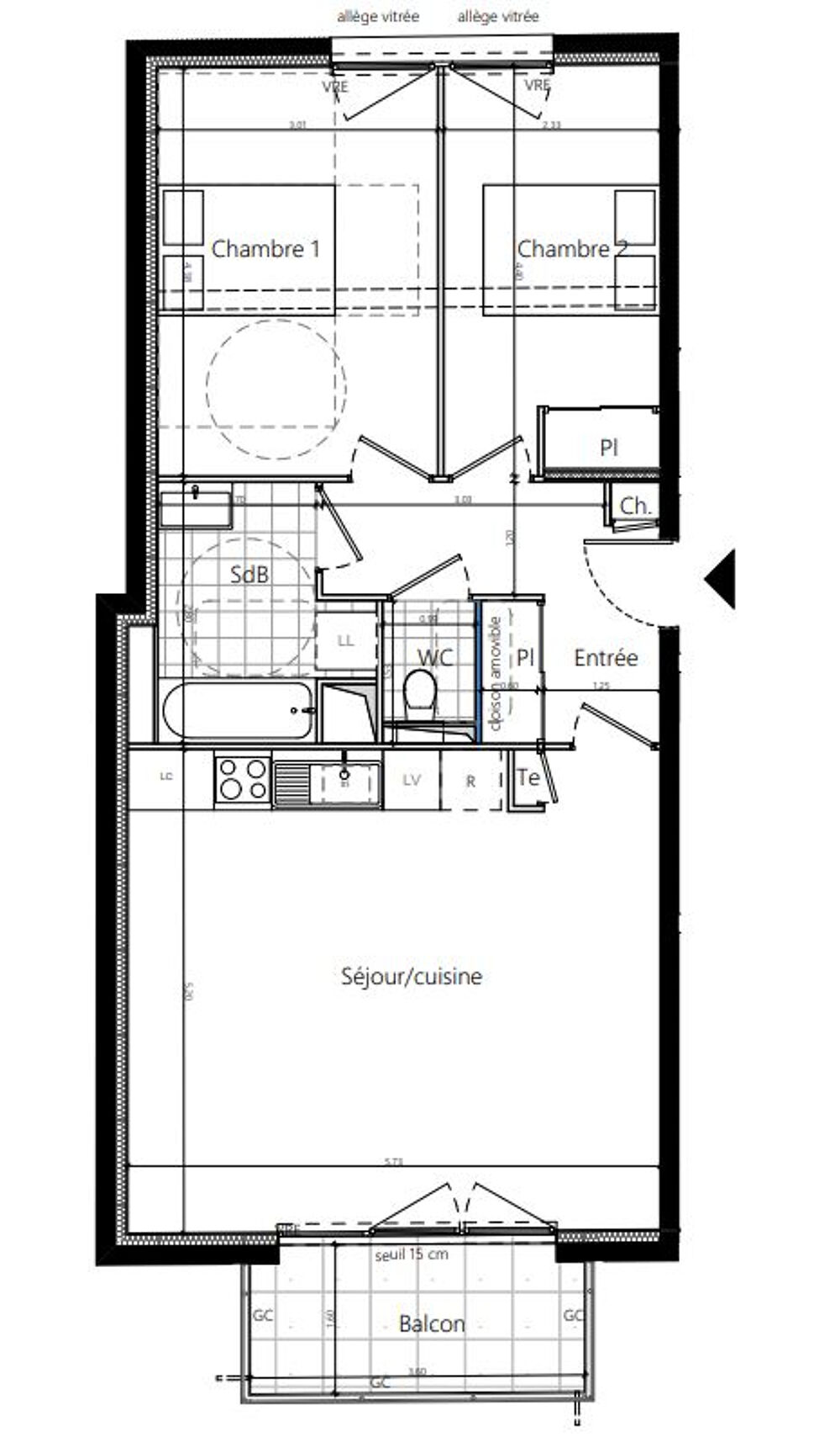RENNES quartier Lorient - Saint-Brieuc - T3 de 66 m2
