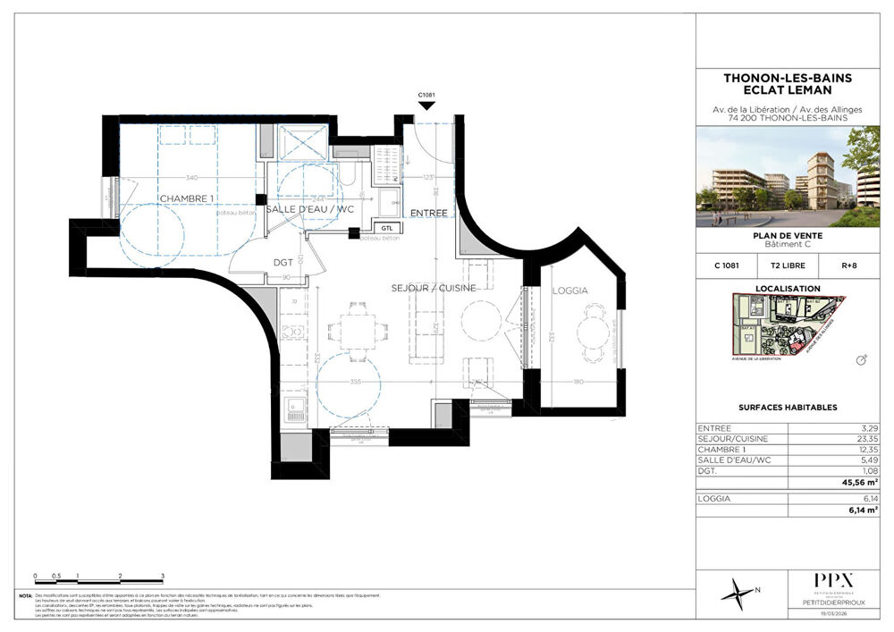 THONON LES BAINS - Appartement T2 - 45.56m²