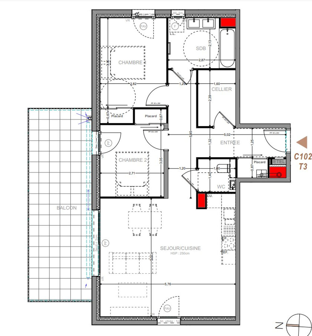 YVOIRE - T3 de 74.12m² + balcon 22m²