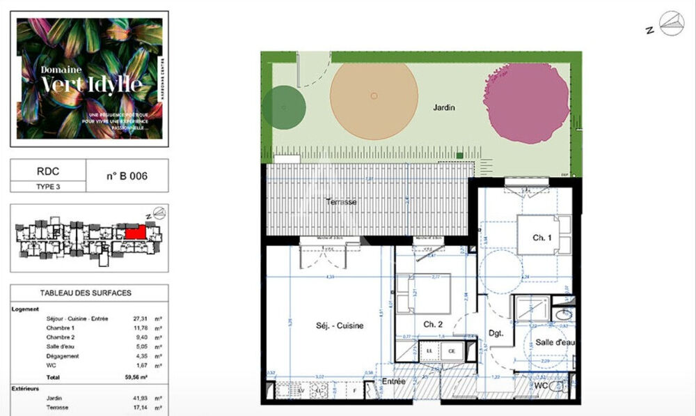 Vente Appartement NARBONNE - T3 Neuf en rez-de-jardin avec parking (Jardin 66m² incluant terrasse) Narbonne