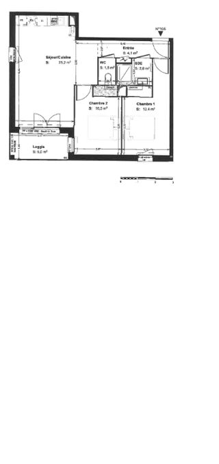  Appartement � louer 3 pi�ces 57 m�