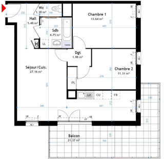  Appartement à vendre 3 pièces 66 m²