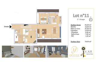  Appartement � vendre 3 pi�ces 84 m�