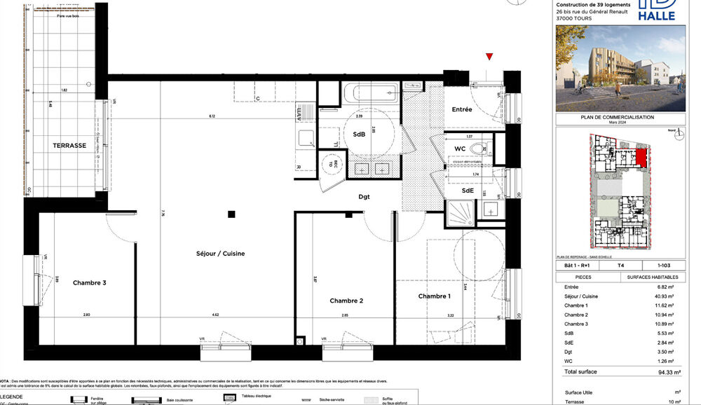 Vente Appartement Appartement Tours 4 pièce(s) 94.33 m2 Tours