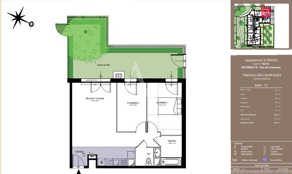 Vente Appartement A VENDRE Appartement de type 3 avec jardin privatif sur AVRILLE Avrille