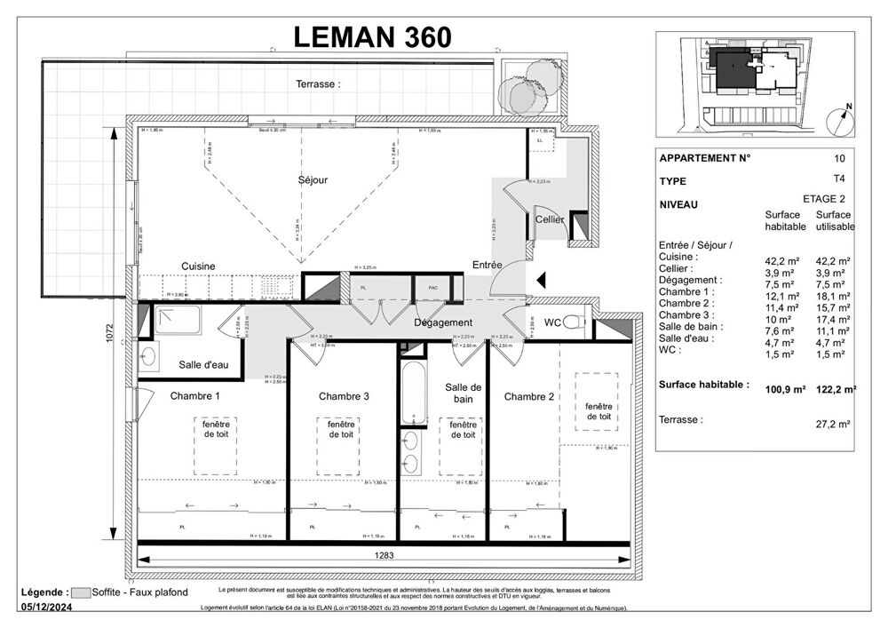 MESSERY - T4 de 100.9m² - Vue Lac