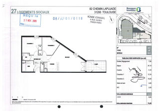 Location Appartement Toulouse 31200 Quartier Bonnefoy SANS FRAIS AGENCE  Agréable T3 Récent de 65.90 m²  en dernier étage avec Terrasse couverte de 8 Toulouse