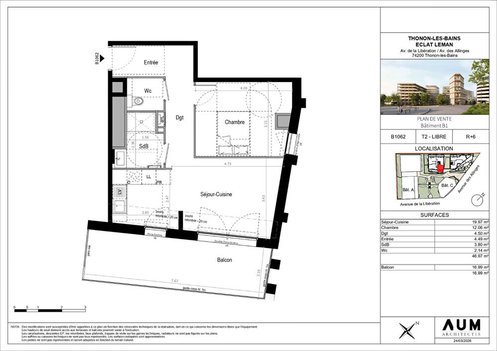 THONON LES BAINS - Appartement T2 - 46.97m²