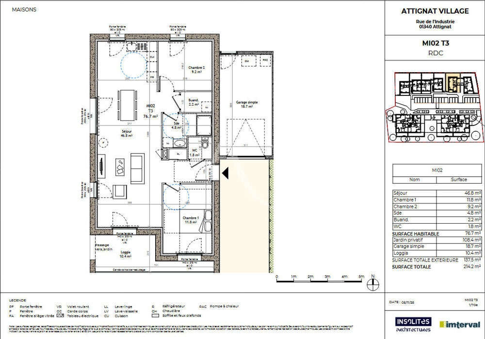Maison neuve PP Attignat centre 76 m2 Garage jardin clos