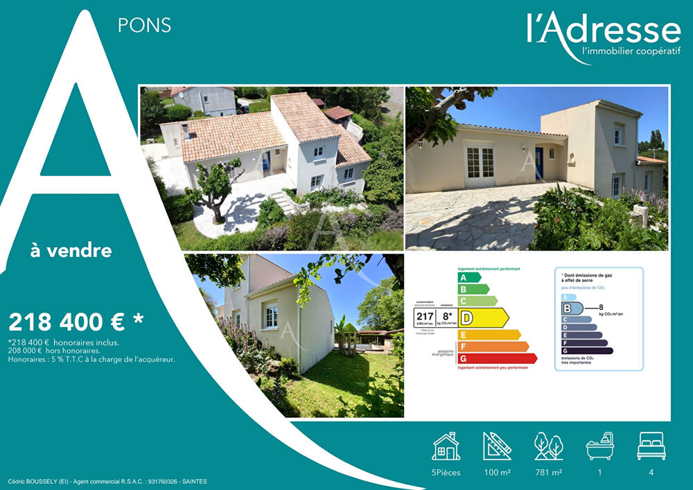 Vente Maison Maison 4 chambres avec piscine  - Centre de Pons Pons