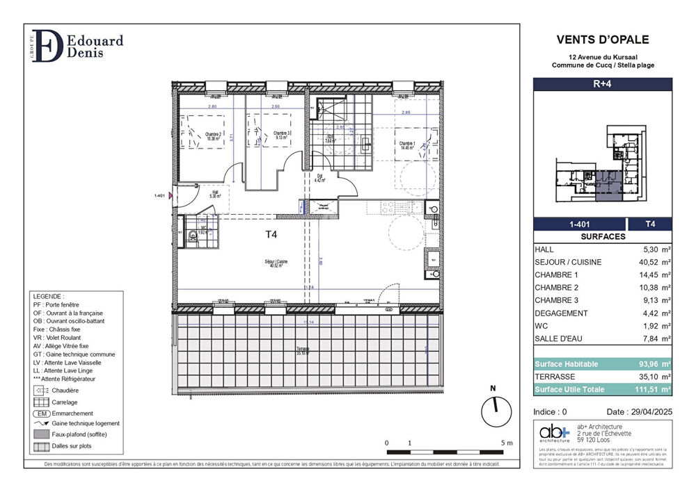 Appartement Stella 4 pièces 93.21m² terrasse 35.10m²