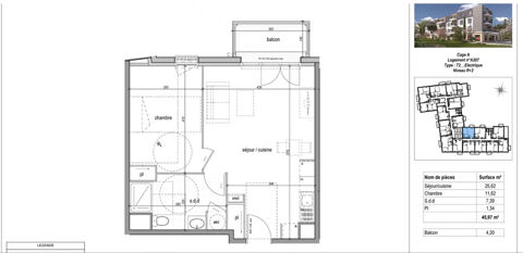   Appartement Saint Aubin Les Elbeuf 2 pièce(s) 45.97 m2 Appartement - 2 pièce(s) - 46 m²