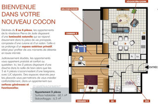  Appartement à vendre 3 pièces 61 m²