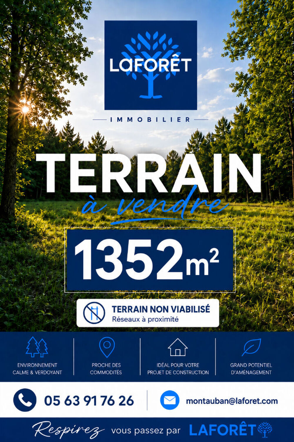 Vente Terrain Terrain Villemade 1352 m2 Villemade