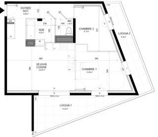  Appartement à vendre 3 pièces 61 m²