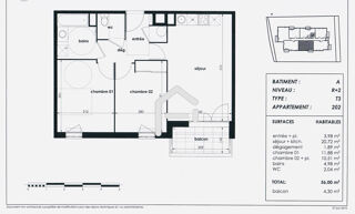  Appartement � vendre 3 pi�ces 56 m�