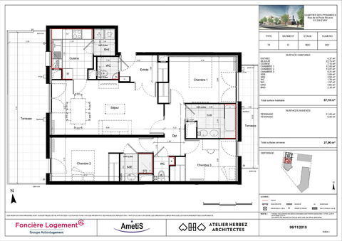  Appartement � louer 4 pi�ces 87 m�