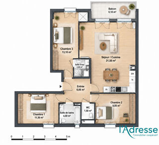  Appartement à vendre 4 pièces 80 m²