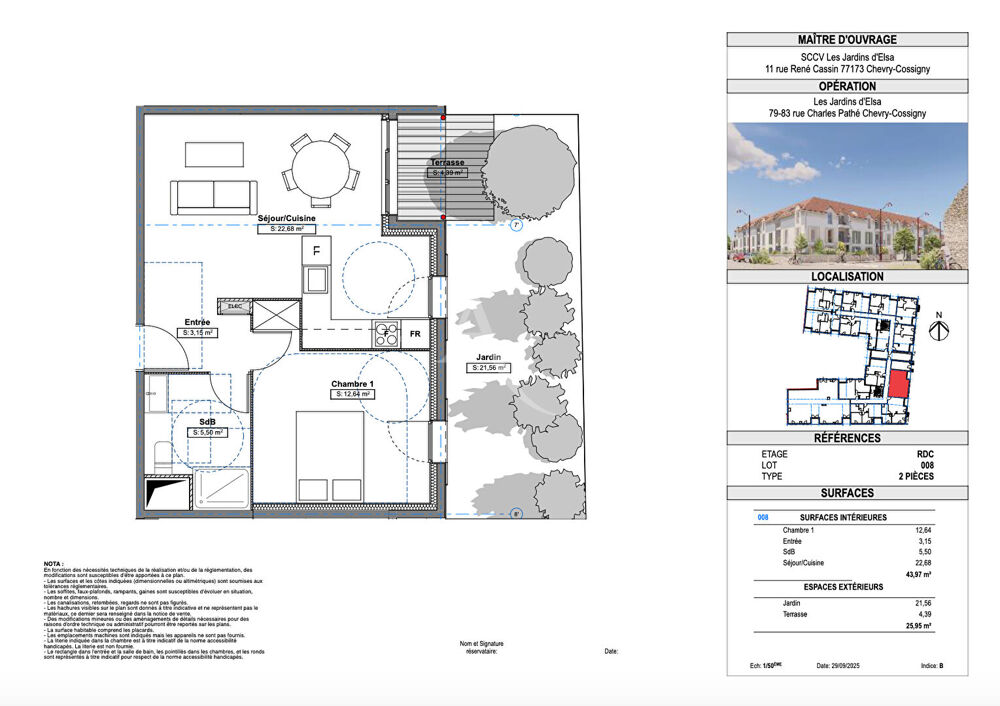 2 PIECES + parking s/sol + terrasse dans programme neuf "Les jardins d'Elsa"