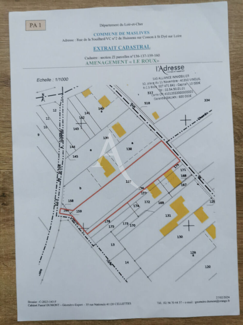 Vente Terrain TERRAIN CONSTRUCTIBLE A MASLIVES CHAMBORD Maslives