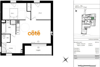  Appartement  vendre 3 pices 61 m