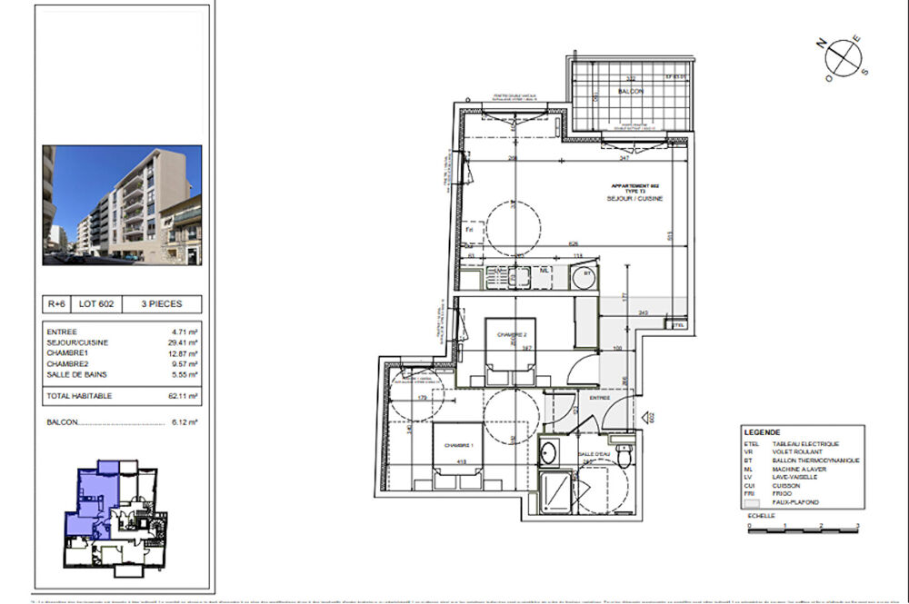 Appartement Nice 3 pièce(s) de 62 m2 en dernier étage Quartier Saint -Sylvestre