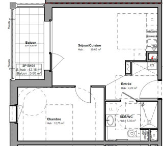  Appartement à vendre 2 pièces 42 m²