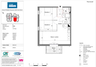  Appartement � vendre 3 pi�ces 59 m�